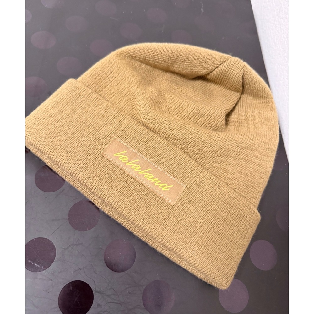 LA LA LAND Coffee Shop Tan Knit Beanie Hat Streetwear Unisex Cap Camel